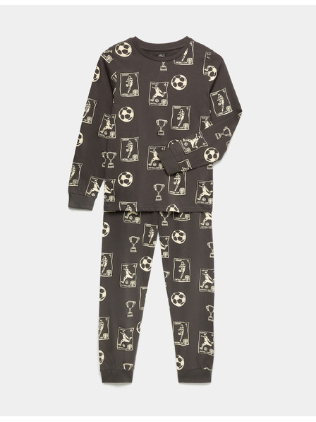 Marks & Spencer Пижамен комплект от чист памук с футболен печат (1–16 години) Marks & Spencer зелена