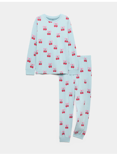 Marks & Spencer Пижама с висок памук и печат вишни (12 месеца – 16 години) Marks & Spencer синя