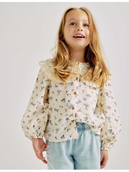 Marks & Spencer Цветна блузка от чиста памук (2-8 години) Marks & Spencer кремава