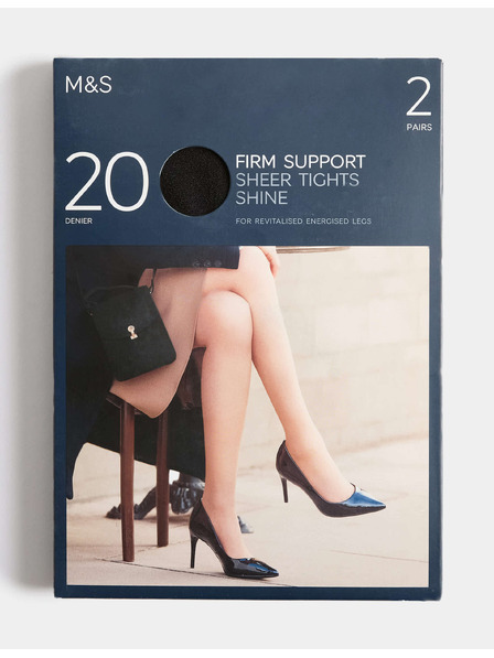 Marks & Spencer Тънки чорапи с твърда поддържка 20 DEN, 2 чифта Marks & Spencer черно