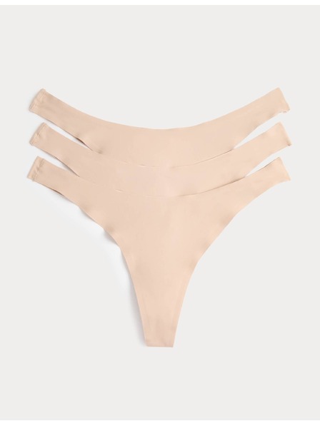 Marks & Spencer Опаковка 3 невидими бикини Body Invisibles™ с по-голяма задна част, без видими линии Marks & Spencer бежово