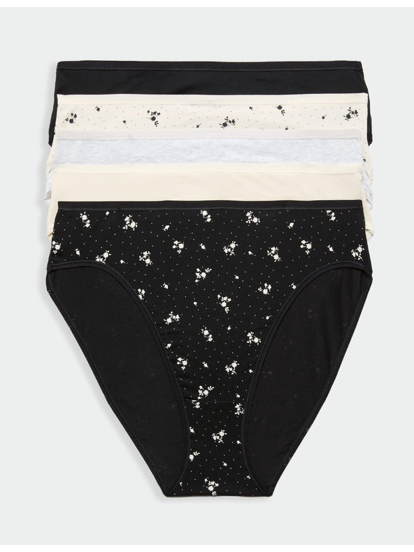 Marks & Spencer Високи бикини с висок процент памук и модал, 5 бр. в опаковка Marks & Spencer черно