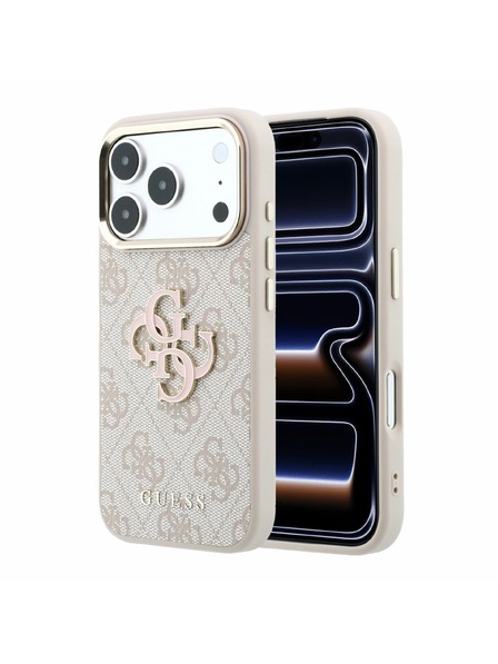 Guess Guess PU 4G Resin Metal Logo Заден калъф за iPhone 18 Pro Pink