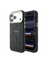 Guess Guess PU Leather 4G Gold Frame Embossed MagSafe Заден калъф за iPhone 18 Pro Black