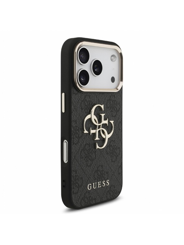 Guess Guess PU 4G Metal Logo Strap Заден калъф за iPhone 18 Pro Black