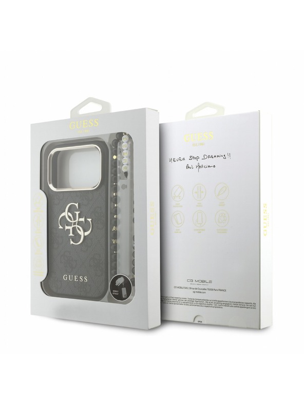 Guess Guess PU 4G Metal Logo Strap Заден калъф за iPhone 18 Pro Black
