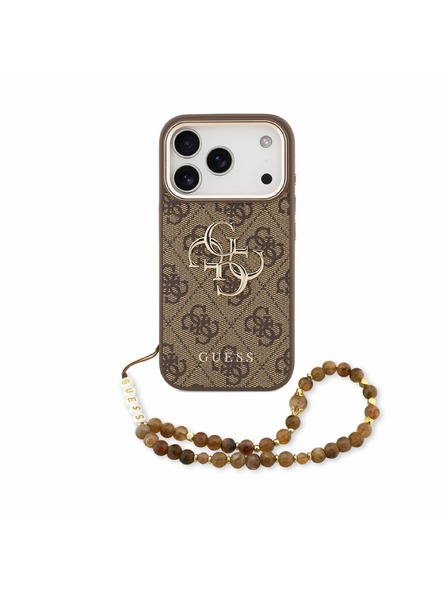 Guess Guess PU 4G Metal Logo Strap Заден калъф за iPhone 18 Pro Brown
