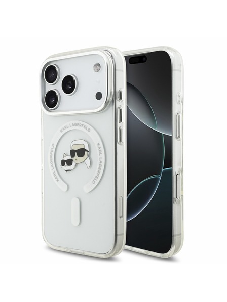 Karl Lagerfeld Karl Lagerfeld IML K&CH Heads Metal Frame MagSafe Задна корица за iPhone 18 Pro White