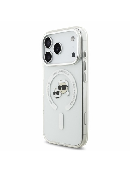 Karl Lagerfeld Karl Lagerfeld IML K&CH Heads Metal Frame MagSafe Задна корица за iPhone 18 Pro White