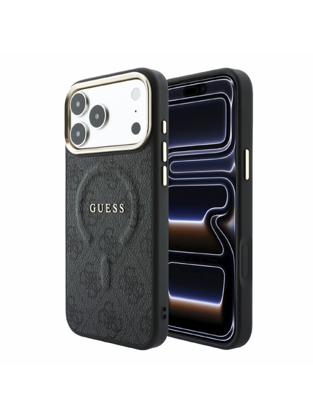 Guess Guess PU Leather 4G Gold Frame Embossed MagSafe Задна корица за iPhone 18 Pro Max Black