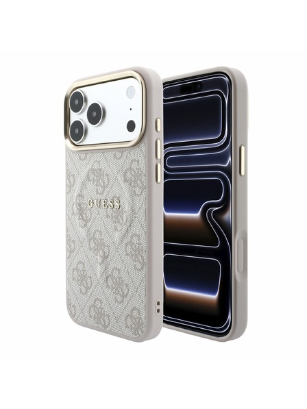 Guess Guess PU Leather 4G Gold Frame Embossed MagSafe Задна корица за iPhone 18 Pro Max Pink