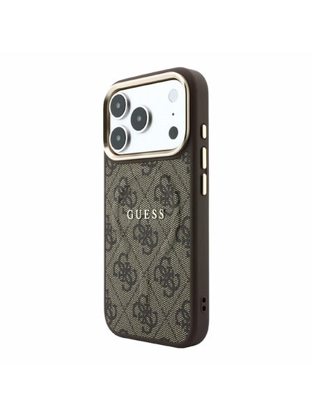 Guess Guess PU Leather 4G Gold Frame Embossed MagSafe Задна корица за iPhone 18 Pro Max Brown