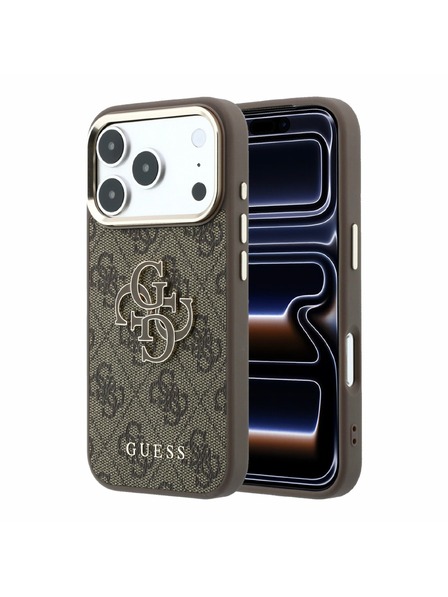 Guess Guess PU 4G Resin Metal Logo Задна корица за iPhone 18 Pro Max Brown