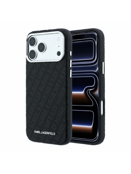 Karl Lagerfeld Karl Lagerfeld PU Grained Allover Semi Wrap Magsafe Задна корица за iPhone 18 Pro Max Black