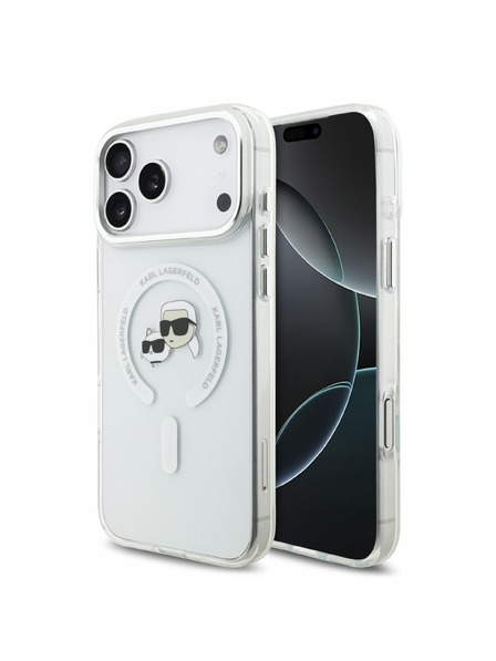 Karl Lagerfeld Karl Lagerfeld IML K&CH Heads Metal Frame MagSafe Задна корица за iPhone 18 Pro Max White
