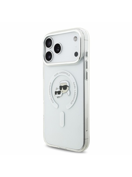 Karl Lagerfeld Karl Lagerfeld IML K&CH Heads Metal Frame MagSafe Задна корица за iPhone 18 Pro Max White