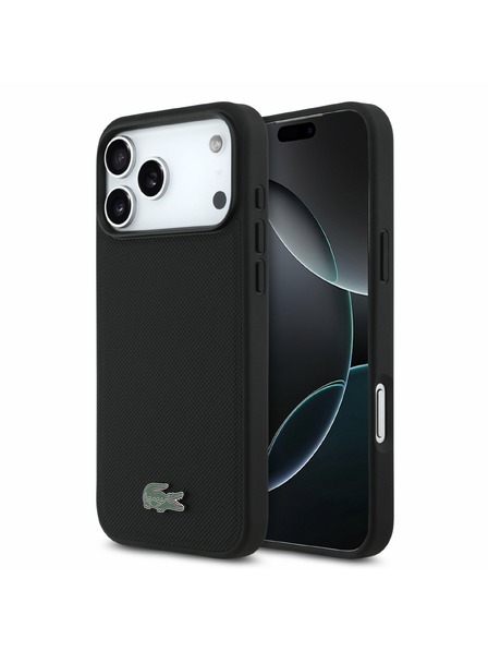 Lacoste Lacoste PVC Iconic Petit Pique Metal Logo MagSafe Задна корица за iPhone 18 Pro Max Black
