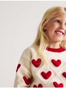 Marks & Spencer Пуловер с плетен сърдечен модел (2–8 години) Marks & Spencer кремава