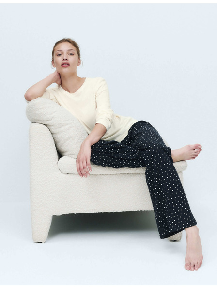 Marks & Spencer Пижамна сет от чист памук с печат Marks & Spencer кремава