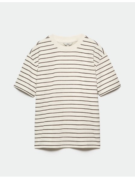 Marks & Spencer Breton тениска с текстура и високо съдържание на памук Marks & Spencer кафяв