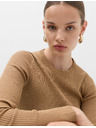 Marks & Spencer Прилепнал ребрист пуловер с кръгъл деколте Marks & Spencer кафяв