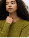 Marks & Spencer Прилепнал ребрист пуловер с кръгъл деколте Marks & Spencer зелен