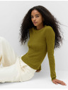 Marks & Spencer Прилепнал ребрист пуловер с кръгъл деколте Marks & Spencer зелен
