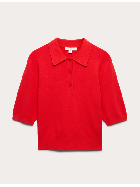 Marks & Spencer Плетен съкратен топ с яка Marks & Spencer червен
