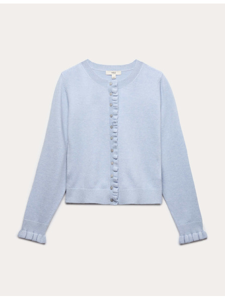 Marks & Spencer Кардиган от въздушна прежда и тесен крой Marks & Spencer син