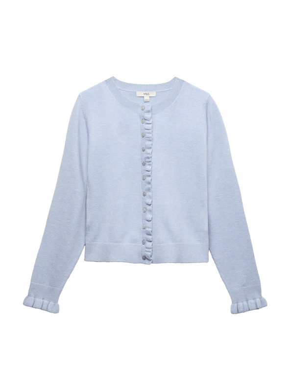 Marks & Spencer Кардиган от въздушна прежда и тесен крой Marks & Spencer син