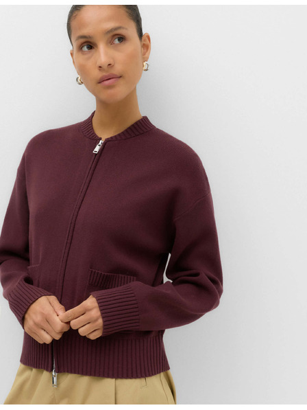 Marks & Spencer Плетен бомбер кардиган на цип Marks & Spencer червен