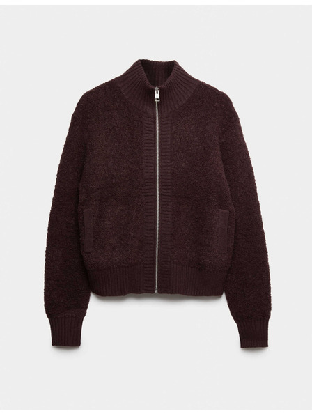 Marks & Spencer Бомбер кардиган със стойка букле и вълна Marks & Spencer кафяв