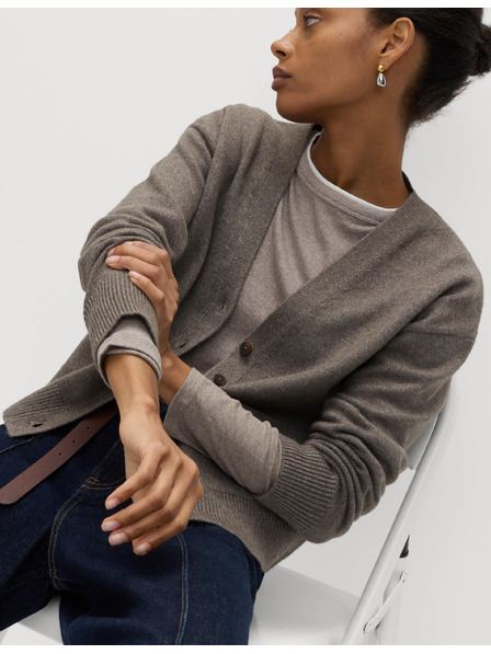 Marks & Spencer Rozpinací кардиган от въздушна прежда с V деколте Marks & Spencer кафяв