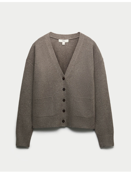 Marks & Spencer Rozpinací кардиган от въздушна прежда с V деколте Marks & Spencer кафяв