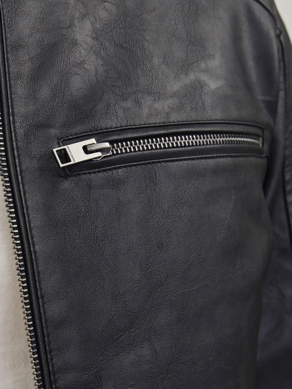 Jack & Jones JJEDYLAN черна мъжка кожена яке
