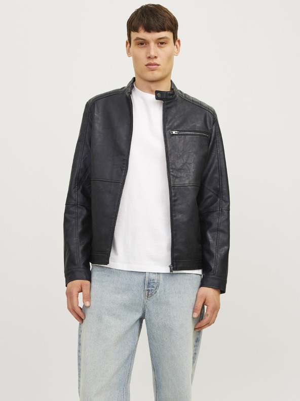 Jack & Jones JJEDYLAN черна мъжка кожена яке