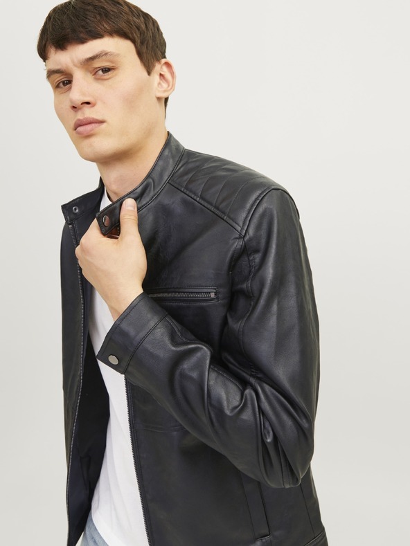 Jack & Jones JJEDYLAN черна мъжка кожена яке