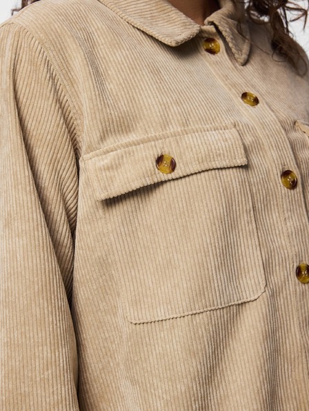 Pieces Дамска вельветена риза CORDUROY светла