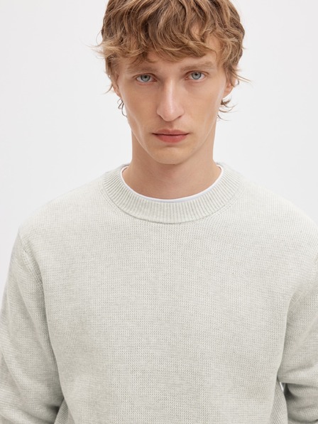 SELECTED Мъжки структуриран пуловер light grey