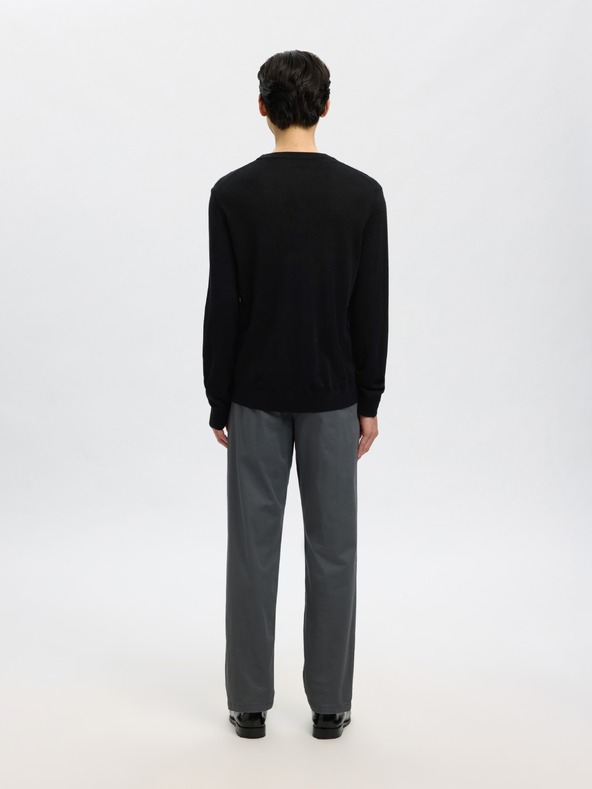SELECTED Мъжки merino пуловер черен
