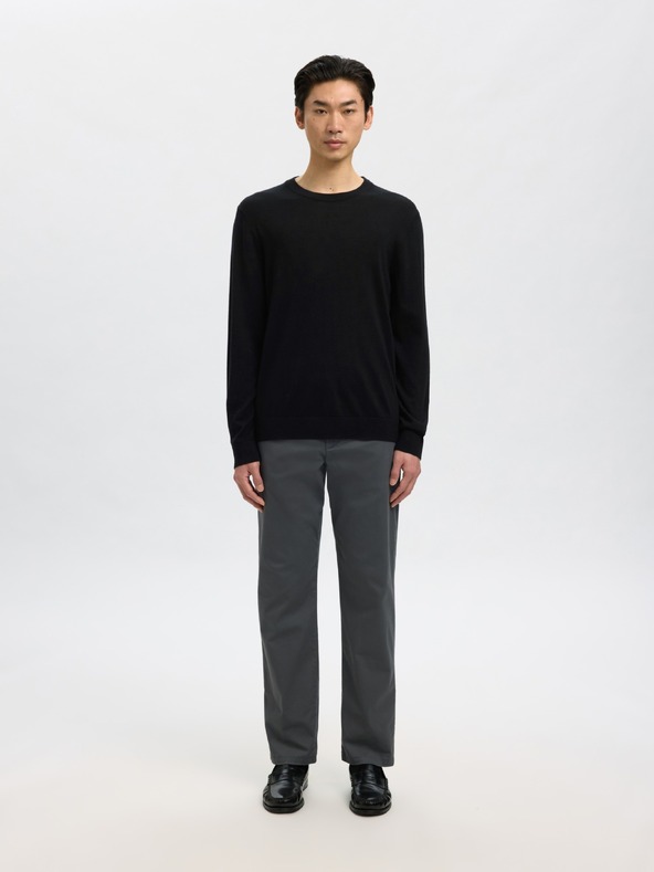 SELECTED Мъжки merino пуловер черен