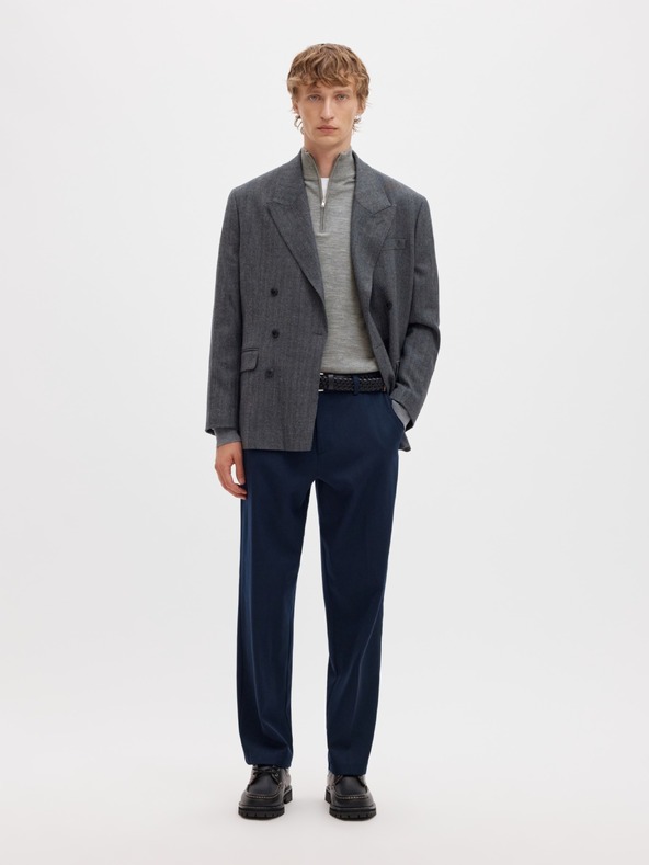 SELECTED Мъжки пуловер със цип у врата grey melange