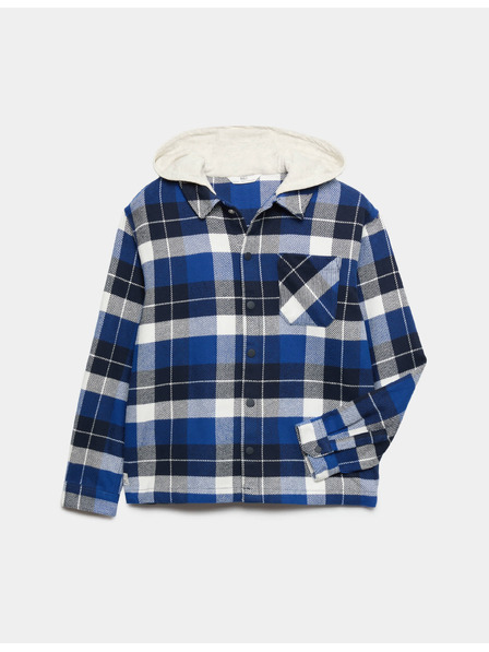 Marks & Spencer Карирана риза от чист памук с качулка (6–16 години) Marks & Spencer синя