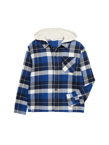 Marks & Spencer Карирана риза от чист памук с качулка (6–16 години) Marks & Spencer синя