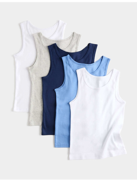 Marks & Spencer Маички от чист памук, 5 броя в пакета (2–14 години) Marks & Spencer синя