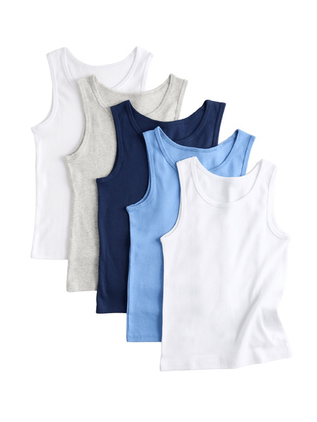 Marks & Spencer Маички от чист памук, 5 броя в пакета (2–14 години) Marks & Spencer синя