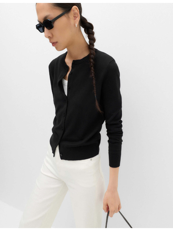 Marks & Spencer Кардиган с копчета и кръгло деколте Marks & Spencer черен
