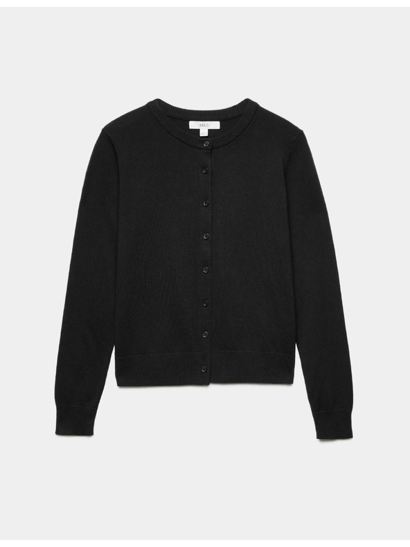 Marks & Spencer Кардиган с копчета и кръгло деколте Marks & Spencer черен