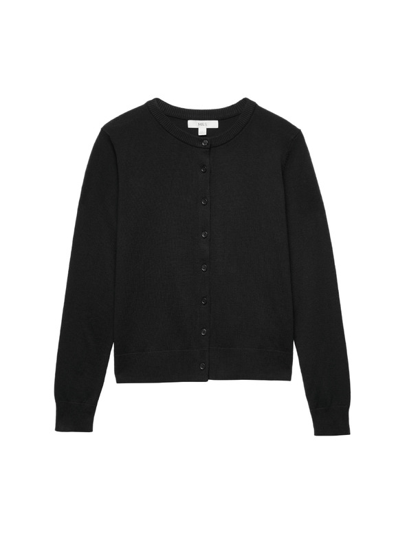 Marks & Spencer Кардиган с копчета и кръгло деколте Marks & Spencer черен