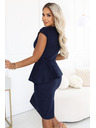 numoco Елегантни суeдни миди рокли с баска - тъмно синьо